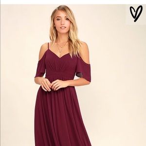 Lulus off the shoulder wine maxi dress